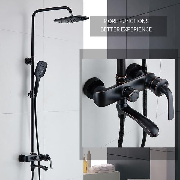 shower faucets black brass wall mounted bathtub faucet 8" round rain head hand bathroom mixer valve rainfall sets 88319
shower faucets black brass wall mounted bathtub faucet 8" round rain head hand bathroom mixer valve rainfall sets 88319