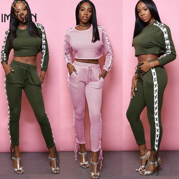 women's suits & blazers imysen autumn winter tracksuit women o neck long sleeve crop pants suit pink army green lace up two piece set 2, White;black
women's suits & blazers imysen autumn winter tracksuit women o neck long sleeve crop pants suit pink army green lace up two piece set 2, White;black