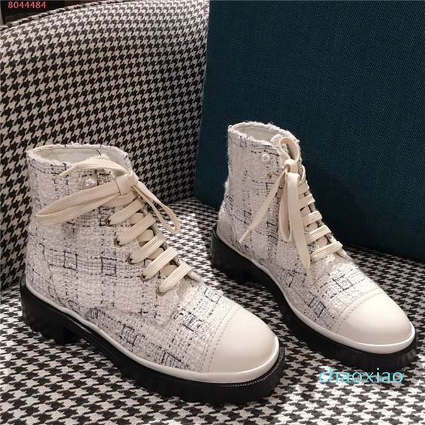 autumn and winter plaid thick sole ankle boots for women square with lace-up white motorcycle boots shoes, Black
autumn and winter plaid thick sole ankle boots for women square with lace-up white motorcycle boots shoes, Black