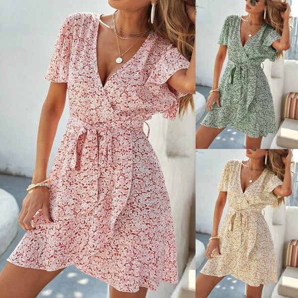 casual dresses 2021 women summer fashion ruffle printing lacing v-neck short sleeve boho beach dress mini sundress robe#7.8, Black;gray
casual dresses 2021 women summer fashion ruffle printing lacing v-neck short sleeve boho beach dress mini sundress robe#7.8, Black;gray