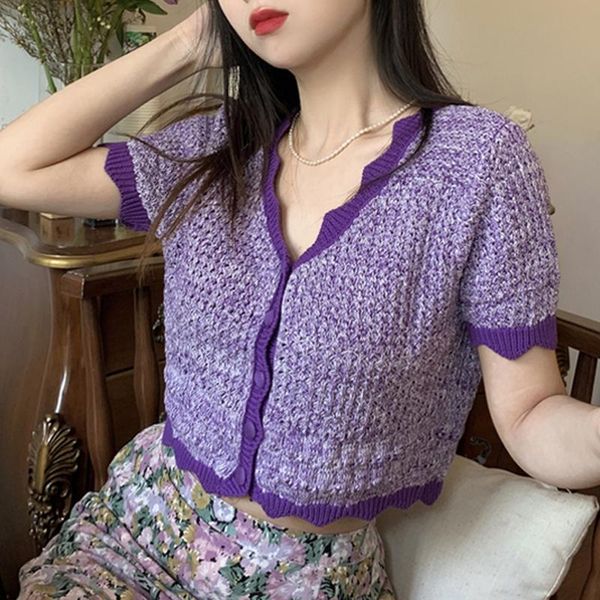 women's t-shirt v-neck solid knitted cardigan tees women korean style retro short-sleeved woman slim navel short summer 2021, White
women's t-shirt v-neck solid knitted cardigan tees women korean style retro short-sleeved woman slim navel short summer 2021, White
