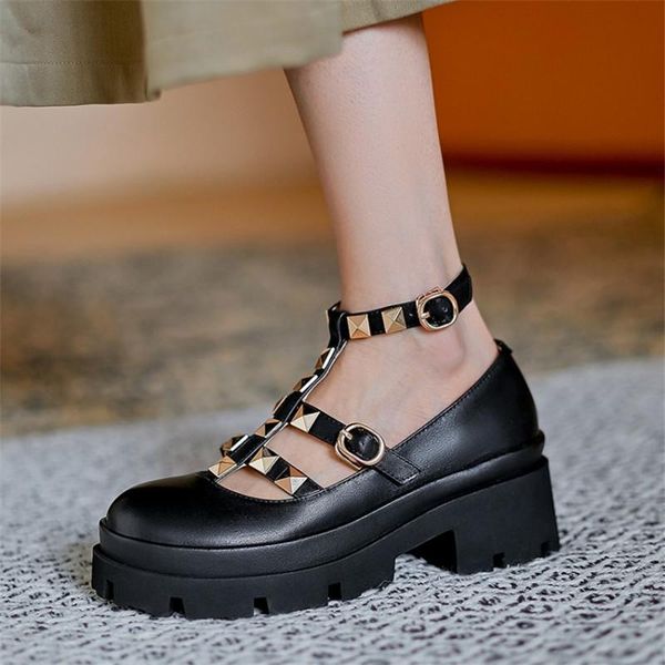 dress shoes pxelena punk rock rivet t strap women gothic chunky platform high heels genuine leather pumps 2021 fall spring lady office, Black
dress shoes pxelena punk rock rivet t strap women gothic chunky platform high heels genuine leather pumps 2021 fall spring lady office, Black