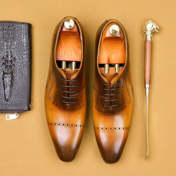 genuine leather dress shoes vintage retro wedding office fashion point toe formal business party oxford shoes for men a55, Black
genuine leather dress shoes vintage retro wedding office fashion point toe formal business party oxford shoes for men a55, Black