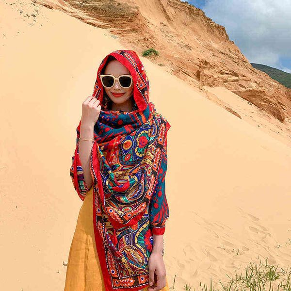 scarves shawl female summer national style silk scarf geometric printing cotton linen hand feeling gauze decorative sunshade beach towel, Blue;gray
scarves shawl female summer national style silk scarf geometric printing cotton linen hand feeling gauze decorative sunshade beach towel, Blue;gray