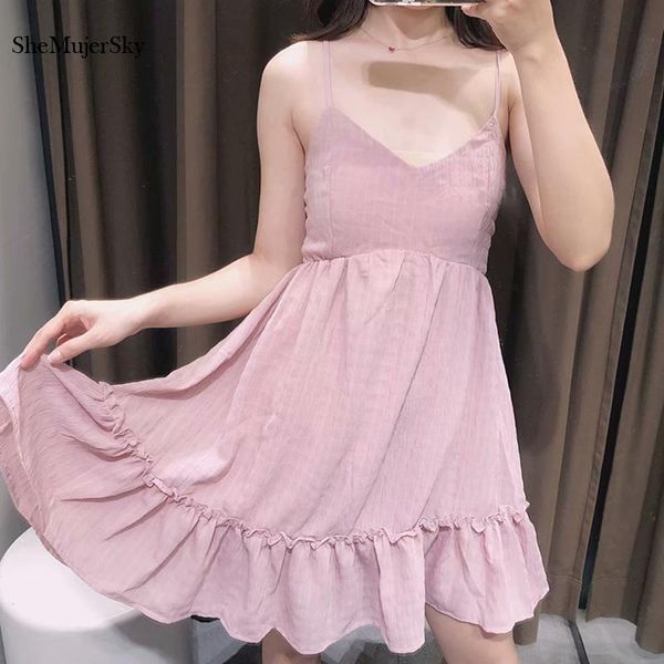 casual dresses shemujersky backless spaghetti strap dress summer women pink ruffles a-line 2021, Black;gray
casual dresses shemujersky backless spaghetti strap dress summer women pink ruffles a-line 2021, Black;gray