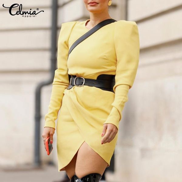 casual dresses celmia women stylish short dress 2021 vintage office lady long gigot sleeve mini asymmetrical solid color o-neck vestidos, Black;gray
casual dresses celmia women stylish short dress 2021 vintage office lady long gigot sleeve mini asymmetrical solid color o-neck vestidos, Black;gray