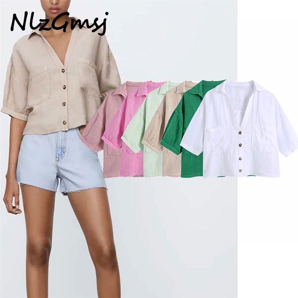 blouse women fashion with pockets loose linen blouses vintage short sleeve button-up female shirts chic 05 210628, White
blouse women fashion with pockets loose linen blouses vintage short sleeve button-up female shirts chic 05 210628, White