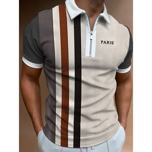 three stripes pattern men s zipper polo shirt comfortable breathable fashionable cool daily travel work party, White;black
three stripes pattern men s zipper polo shirt comfortable breathable fashionable cool daily travel work party, White;black