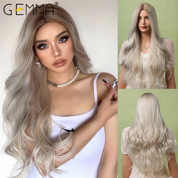 long wavy ombre blonde white synthetic wigs for women cosplay daily party middle part hair wigs high temperature fiber, Black
long wavy ombre blonde white synthetic wigs for women cosplay daily party middle part hair wigs high temperature fiber, Black