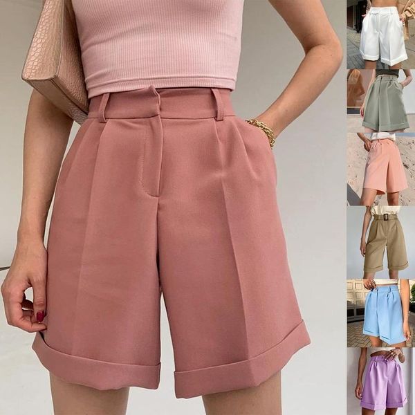 women's shorts 2021 straight leg suit women high waist zipper button pockets ladies summer clothes casual loose solid color short pants, White;black
women's shorts 2021 straight leg suit women high waist zipper button pockets ladies summer clothes casual loose solid color short pants, White;black