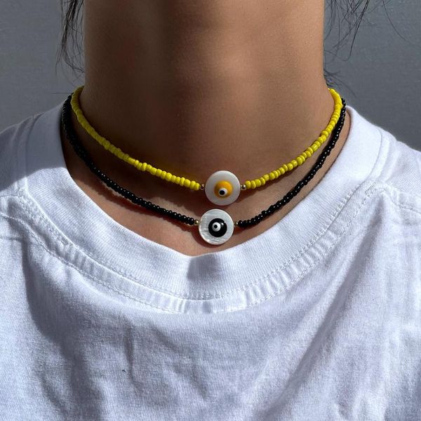 chokers simple beaded necklace evil eye round natural shell choker for women colorful handmade acrylic rice bead strand bohemian jewelry, Golden;silver
chokers simple beaded necklace evil eye round natural shell choker for women colorful handmade acrylic rice bead strand bohemian jewelry, Golden;silver