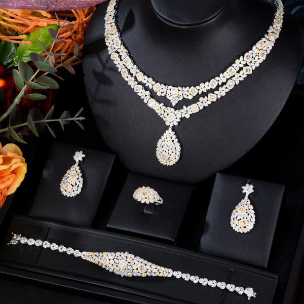 earrings & necklace blachette luxury bracelet ring 4pcs cubic zirconia for women wedding banquet party jewelry set, Silver
earrings & necklace blachette luxury bracelet ring 4pcs cubic zirconia for women wedding banquet party jewelry set, Silver