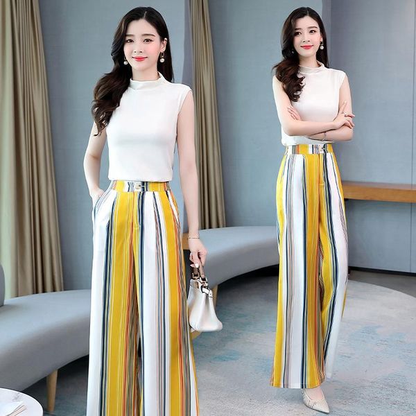 women's tracksuits women two pieces set 2021 summer elegant solid sleeveless blouse and long striped pants trousers lady 2 piece suits, Gray
women's tracksuits women two pieces set 2021 summer elegant solid sleeveless blouse and long striped pants trousers lady 2 piece suits, Gray