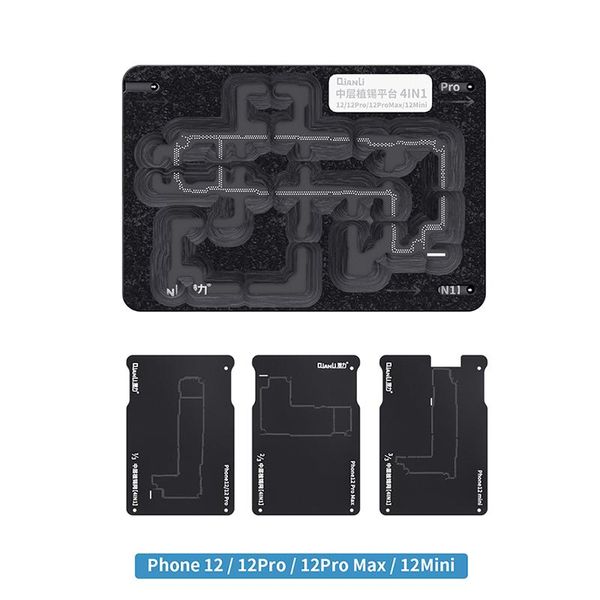 professional hand tool sets set for qianlii 4 in 1 middle layer bga reball platform 12mini 12 12pro 12promax mainboard magnetic tin p