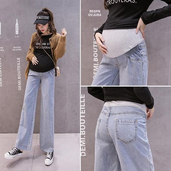wide leg loose denim maternity full long jeans elastic waist belly pants clothes for pregnant women pregnancy trousers, White
wide leg loose denim maternity full long jeans elastic waist belly pants clothes for pregnant women pregnancy trousers, White