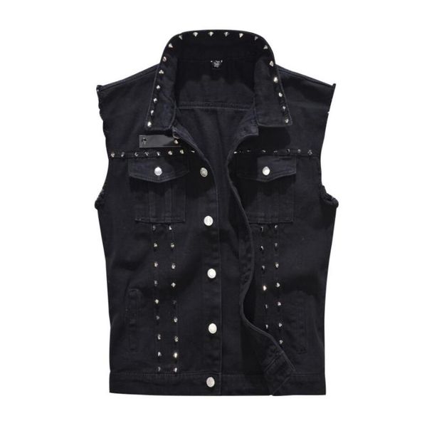 men's vests 2021 denim vest men punk rock rivet cowboy black jeans waistcoat fashion male motorcycle style sleeveless red jacket m-5xl, Black;white
men's vests 2021 denim vest men punk rock rivet cowboy black jeans waistcoat fashion male motorcycle style sleeveless red jacket m-5xl, Black;white