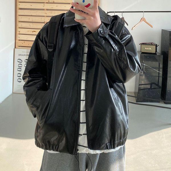 men's jackets vintage leather jacket motorcycle 2021 autumn korean fashion personality high street style loose casual bomber coat, Black;brown
men's jackets vintage leather jacket motorcycle 2021 autumn korean fashion personality high street style loose casual bomber coat, Black;brown