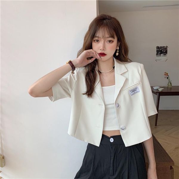 women's suits & blazers fashion ladies casual short sleeve harajuku korean style single breasted elegant simple summer women versatile, White;black
women's suits & blazers fashion ladies casual short sleeve harajuku korean style single breasted elegant simple summer women versatile, White;black