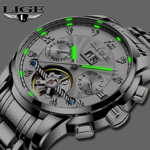 wristwatches relogio masculino lige 2021 men's self-wind tourbillon mechanical watches water resistant automatic skeleton watch men rel, Slivery;brown
wristwatches relogio masculino lige 2021 men's self-wind tourbillon mechanical watches water resistant automatic skeleton watch men rel, Slivery;brown