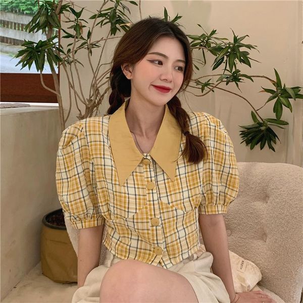 women's blouses & shirts large size women 's clothing western style puff sleeve short shirt fashionable design casual plaid summer, White
women's blouses & shirts large size women 's clothing western style puff sleeve short shirt fashionable design casual plaid summer, White