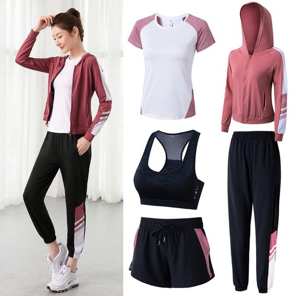 luxury women's tracks yoga cloth women's suit beautiful back gathered bra mh t-shirt yoga pants sports five piece set, Gray
luxury women's tracks yoga cloth women's suit beautiful back gathered bra mh t-shirt yoga pants sports five piece set, Gray