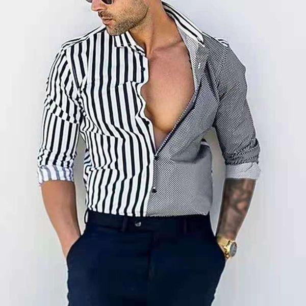 men's casual shirts fashion men long sleeve streetwear print striped patchwork summer hawaiian oversize shirt dress clothing top, White;black
men's casual shirts fashion men long sleeve streetwear print striped patchwork summer hawaiian oversize shirt dress clothing top, White;black