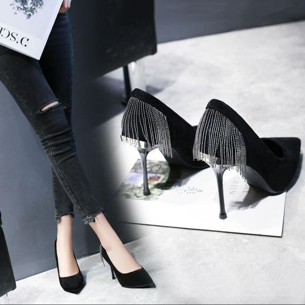 fashion single shoe womanhigh heels chains tassels women pumps pointed toes slip-on female black office shoesblack
fashion single shoe womanhigh heels chains tassels women pumps pointed toes slip-on female black office shoesblack