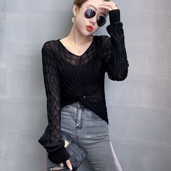2021 fall winter korean style knitted sweater fashion v-neck hollow out women all match female casual jumper new t08924l 2eru, White;black
2021 fall winter korean style knitted sweater fashion v-neck hollow out women all match female casual jumper new t08924l 2eru, White;black