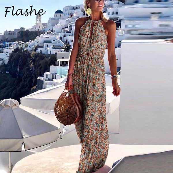 women party dress halter sleeveless printing beach style lady fashion long summer night club 210603, Black;gray
women party dress halter sleeveless printing beach style lady fashion long summer night club 210603, Black;gray