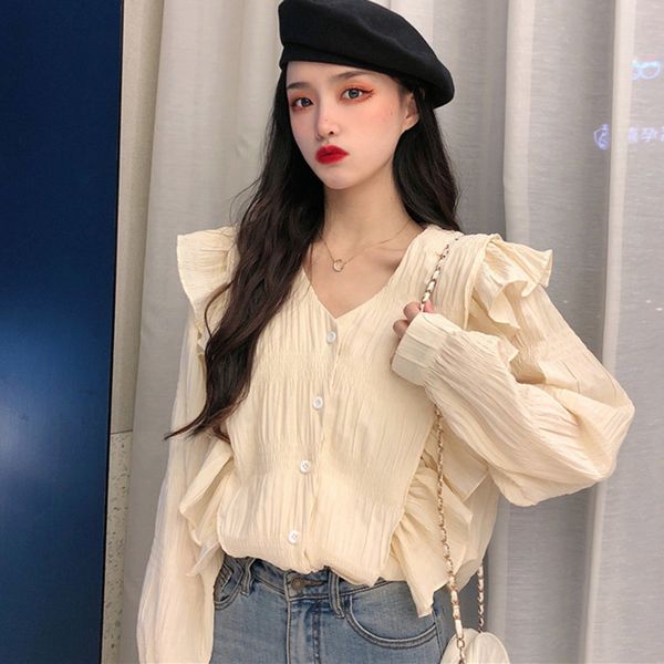 japanese 2021 style spring and autumn shirt new fashion simple designer thin seller pleated v-neck long sleeve z 6e30, White
japanese 2021 style spring and autumn shirt new fashion simple designer thin seller pleated v-neck long sleeve z 6e30, White