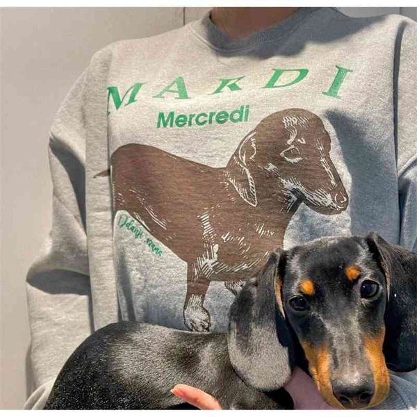 mardi mercredi korean chao brand dachshund dog letter printing round neck sweater women's 2021 autumn fashion, Black
mardi mercredi korean chao brand dachshund dog letter printing round neck sweater women's 2021 autumn fashion, Black