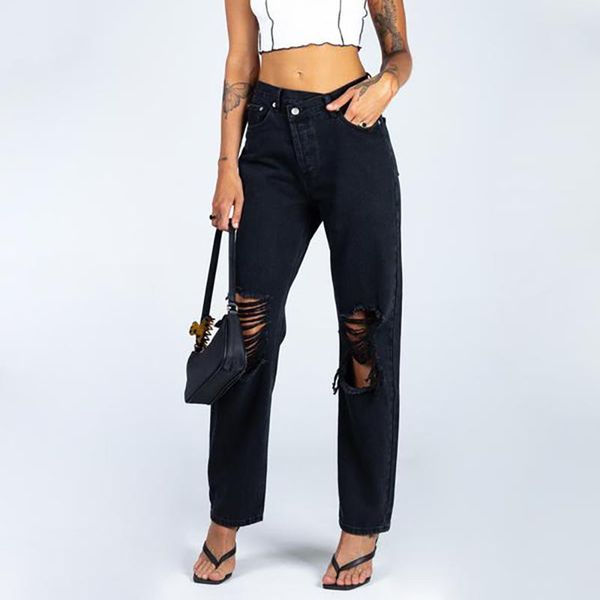women's jeans ripped irregular black women autumn winter plus size high waisted straight leg woman trousers pants 2xl, Blue
women's jeans ripped irregular black women autumn winter plus size high waisted straight leg woman trousers pants 2xl, Blue