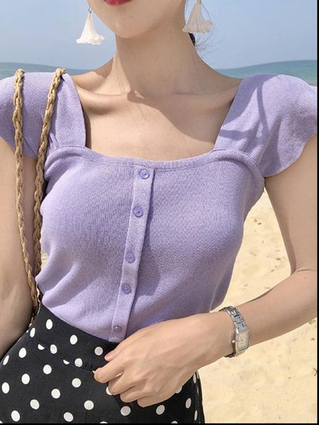 knitted women buttoned crop lady camis for women square neck spaghetti women 2021 summer, White
knitted women buttoned crop lady camis for women square neck spaghetti women 2021 summer, White
