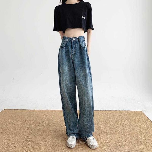 autumn spring and wide leg jeans women's drooping feeling high waist show thin, Blue
autumn spring and wide leg jeans women's drooping feeling high waist show thin, Blue