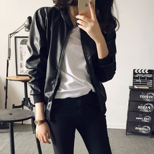 New 2021 Women Loose Pu Faux Leather Korean Zipper Bomber Coat Autumn Black Moto Biker Jacket Plus Size Outwear O1K4
New 2021 Women Loose Pu Faux Leather Korean Zipper Bomber Coat Autumn Black Moto Biker Jacket Plus Size Outwear O1K4