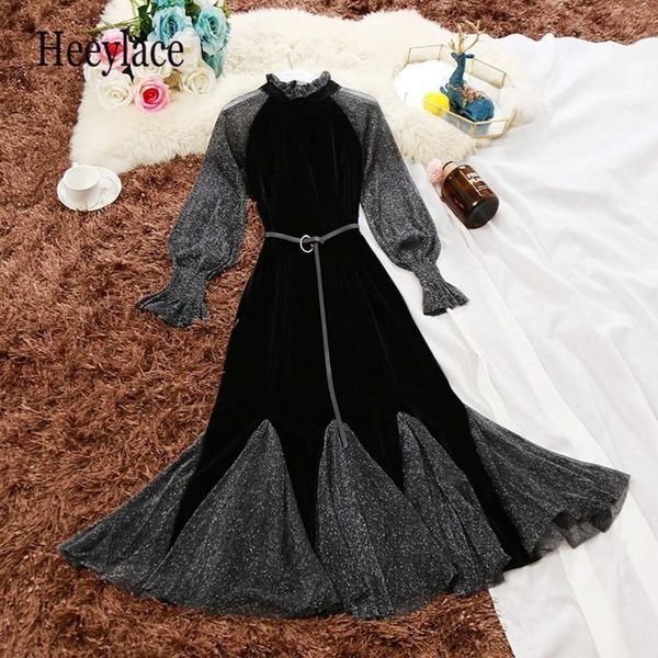 casual dresses mermaid dress long sleeve velvet shiner party sash ruffle maxi female elegant vintage black bling bodycon, Black;gray
casual dresses mermaid dress long sleeve velvet shiner party sash ruffle maxi female elegant vintage black bling bodycon, Black;gray