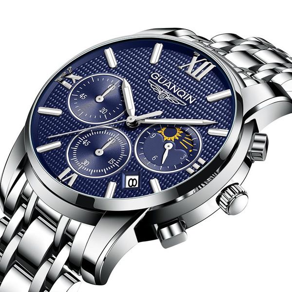 wristwatches guanqin 2021 mens watches brand steel luminous hands automatic date moon phase waterproof quartz watch for men gs19170, Slivery;brown
wristwatches guanqin 2021 mens watches brand steel luminous hands automatic date moon phase waterproof quartz watch for men gs19170, Slivery;brown