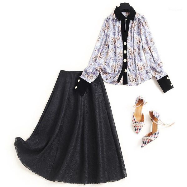 women's tracksuits spring autumn runway designer fashion women long sleeve print blouse and aline lace skirt suit 2 piece matching set, Gray
women's tracksuits spring autumn runway designer fashion women long sleeve print blouse and aline lace skirt suit 2 piece matching set, Gray