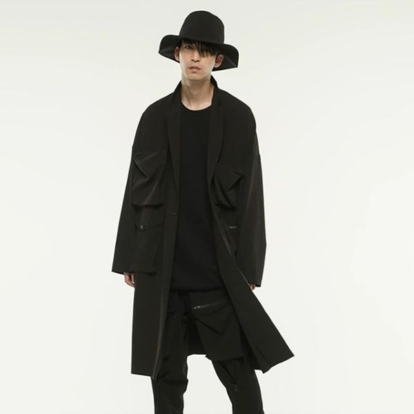 men's trench coats s~6xl customizable clothing fashion stage show yamamoto hooded loose oversize bat sleeve cloak coat, Tan;black
men's trench coats s~6xl customizable clothing fashion stage show yamamoto hooded loose oversize bat sleeve cloak coat, Tan;black