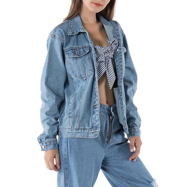 women's jackets solid turn-down collar jean jacket for women vintage washed boyfriend denim long sleeve outerwear coat, Black;brown
women's jackets solid turn-down collar jean jacket for women vintage washed boyfriend denim long sleeve outerwear coat, Black;brown