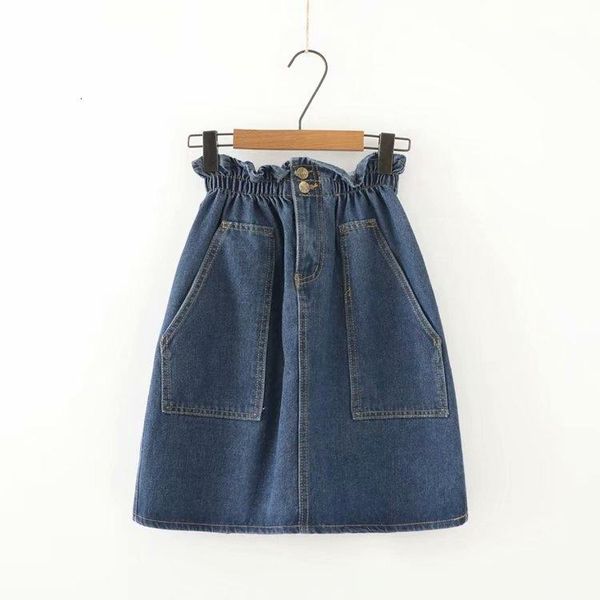 skirts plus size xl -5xl women summer smoke a line denim smoking, Black