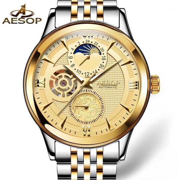 relogio masculino aesop brand waterproof military watch men fashion luminous moon phase automatic mechanical wristwatches clock, Slivery;brown
relogio masculino aesop brand waterproof military watch men fashion luminous moon phase automatic mechanical wristwatches clock, Slivery;brown
