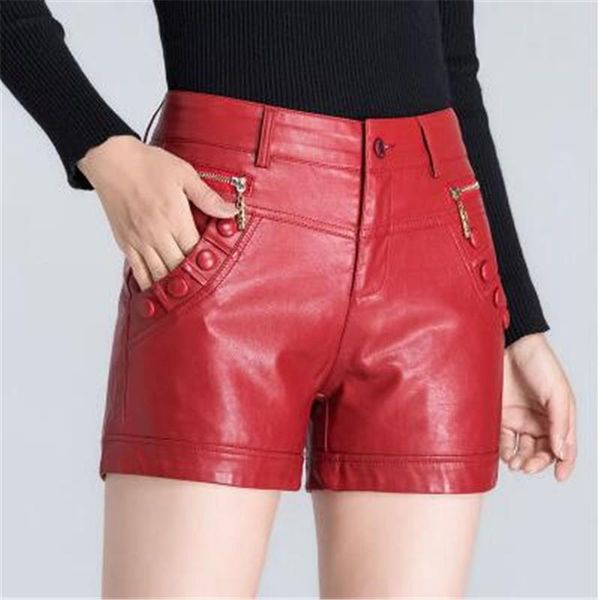 women's shorts sheepskin genuine leather black red waist ladies plus size 4xl casual female, White;black
women's shorts sheepskin genuine leather black red waist ladies plus size 4xl casual female, White;black