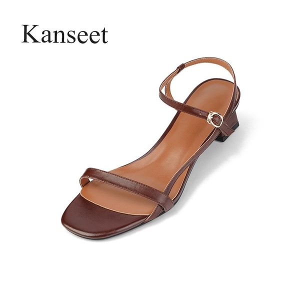 sandals kanseet narrow band shoes women 2021 summer genuine leather buckle cow ladies footwear brown mid heels, Black
sandals kanseet narrow band shoes women 2021 summer genuine leather buckle cow ladies footwear brown mid heels, Black