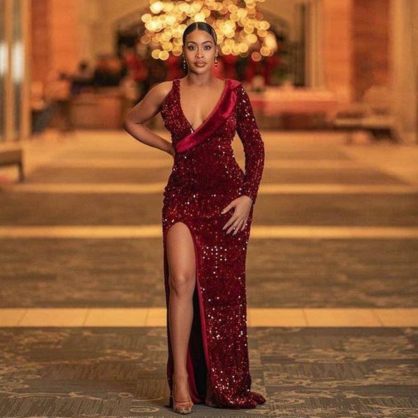 burgundy glitter design prom dress long sleeves side split v neck evening dresses party gown custom made bling bling robe de soiree, Black;red
burgundy glitter design prom dress long sleeves side split v neck evening dresses party gown custom made bling bling robe de soiree, Black;red