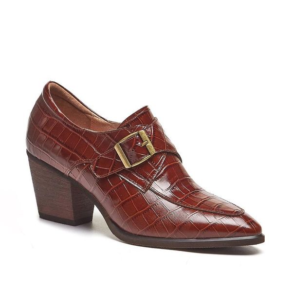 womens shoes thick high heels fashion women genuine leather shoes 2021 spring autumn pumps buckle large size tacones femeninos, Black 
womens shoes thick high heels fashion women genuine leather shoes 2021 spring autumn pumps buckle large size tacones femeninos, Black