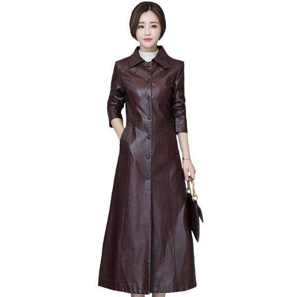 women's leather & faux fashion x-long pu jacket women winter autumn plus size 5xlfaux coats female single breasted trench outwear, Black
women's leather & faux fashion x-long pu jacket women winter autumn plus size 5xlfaux coats female single breasted trench outwear, Black