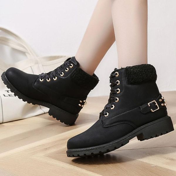 boots classic winter women pu leather ankle fur snow female warm short plush insole botas mujer lace-up, Black
boots classic winter women pu leather ankle fur snow female warm short plush insole botas mujer lace-up, Black
