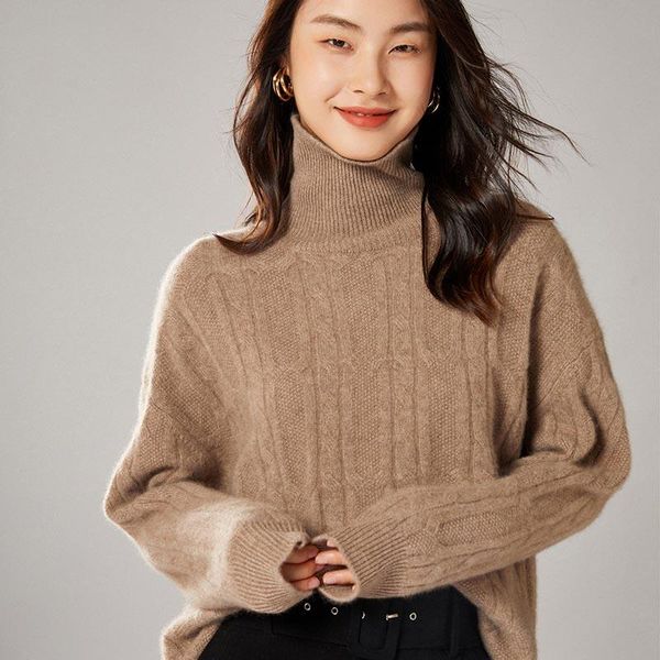 women's sweaters smpevrg winter women casual thicken turtleneck long sleeve loose 100% wool knitted female pullover jumper clothing, White;black
women's sweaters smpevrg winter women casual thicken turtleneck long sleeve loose 100% wool knitted female pullover jumper clothing, White;black