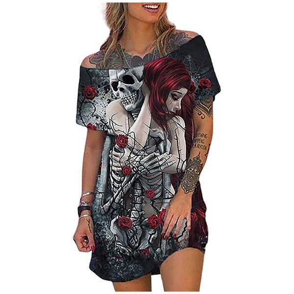 casual dresses 2021 summer skull floral print dress large size short-sleeved t-shirt one-word collar loose pullover fashion streetwear, Black;gray
casual dresses 2021 summer skull floral print dress large size short-sleeved t-shirt one-word collar loose pullover fashion streetwear, Black;gray